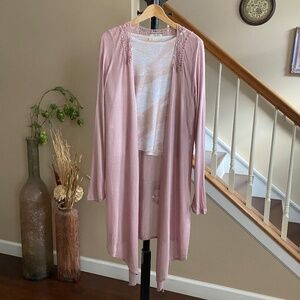 New Vertigo Paris Open Cardigan Crochet Long Sleeve Hi Low NWT Size L